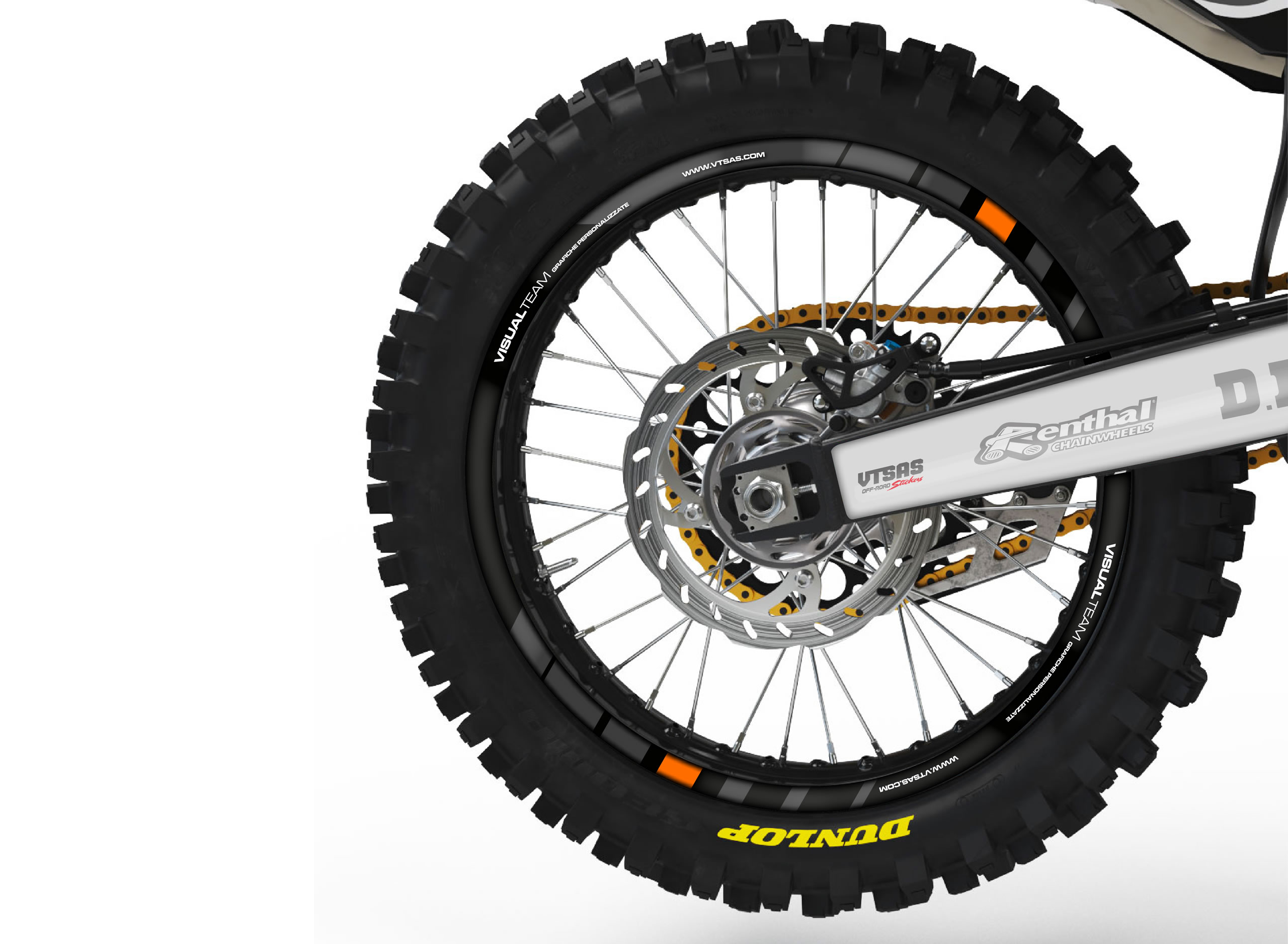 adesivi cerchi motocross - grafica BLACK ORANGE