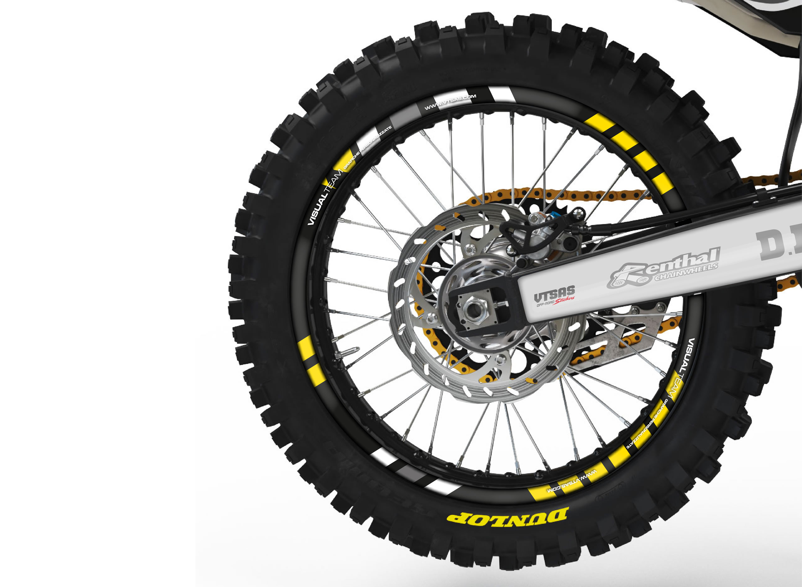 adesivi cerchi motocross - grafica COLORLINE YELLOW