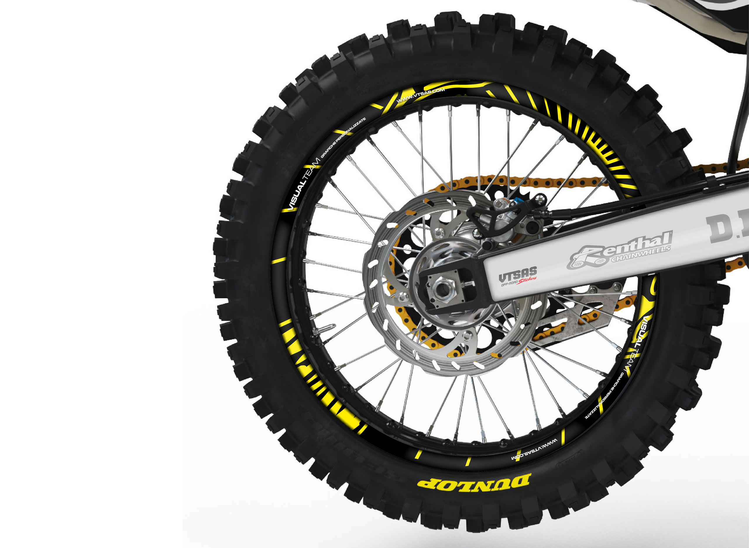 adesivi cerchi motocross - grafica JAGER YELLOW