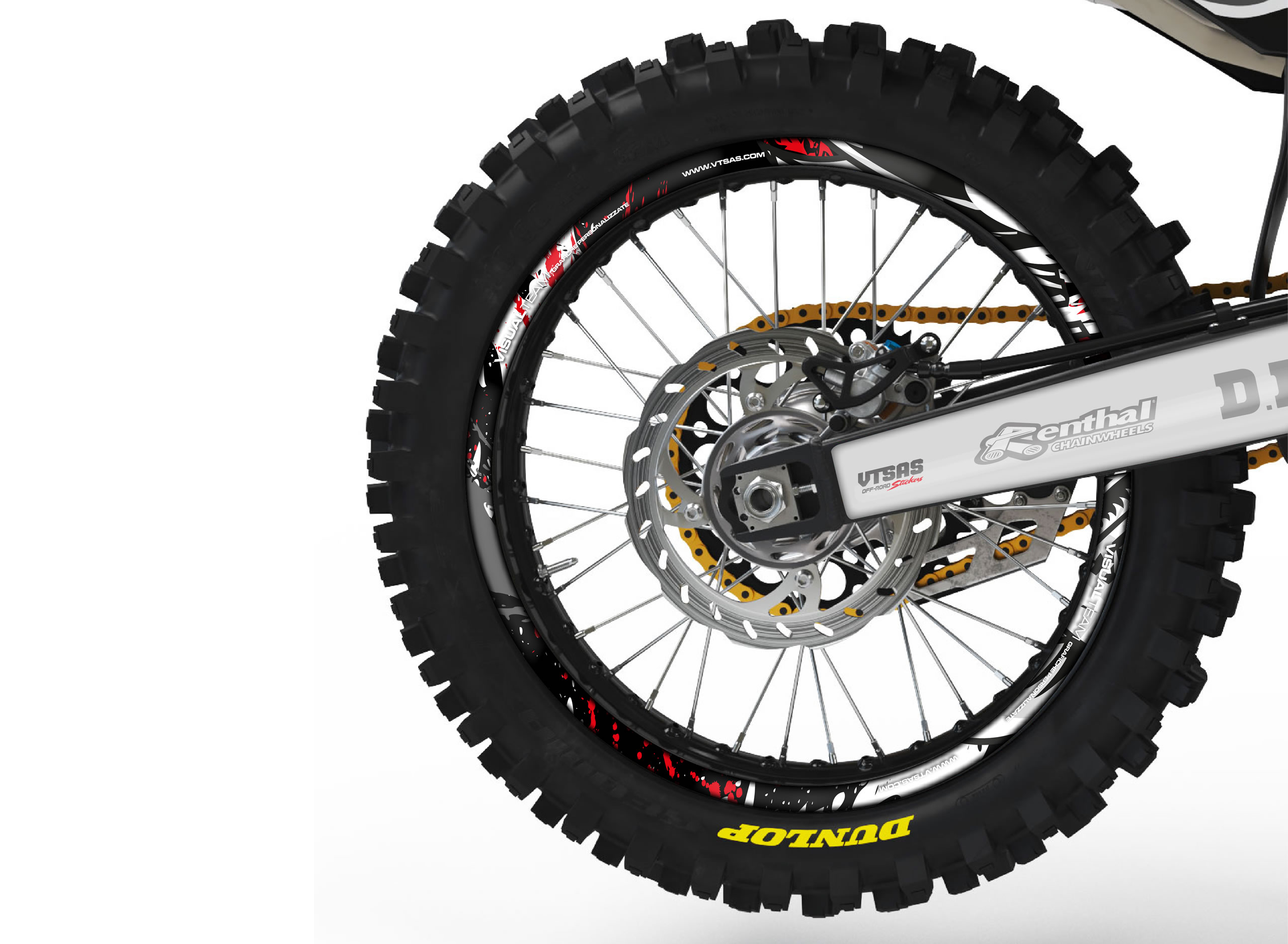 adesivi cerchi motocross - grafica WINGS RED